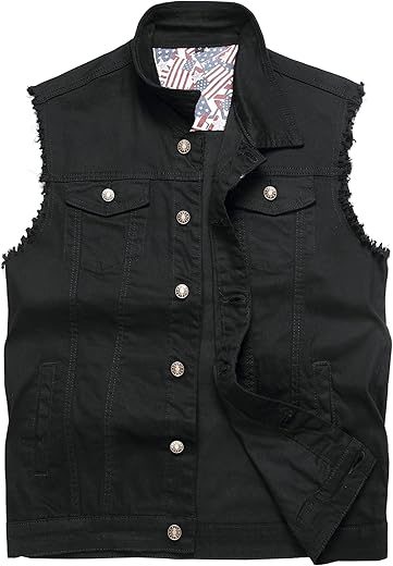 Men s Denim Vest Sleeveless Jacket Slim Fit Vintage Casual Ripped Summer Jean Vest for Men The Bikers Den