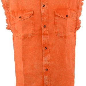 Milwaukee Leather Mdm11682.152 Men’s Orange and Beige Sleeveless Shirt