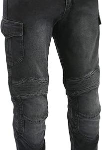 Milwaukee Leather MDM5010 Men's Black Knee Flex Armored Straight Cut Motorcycle Denim Jeans Reinforced with Aramid Fibers