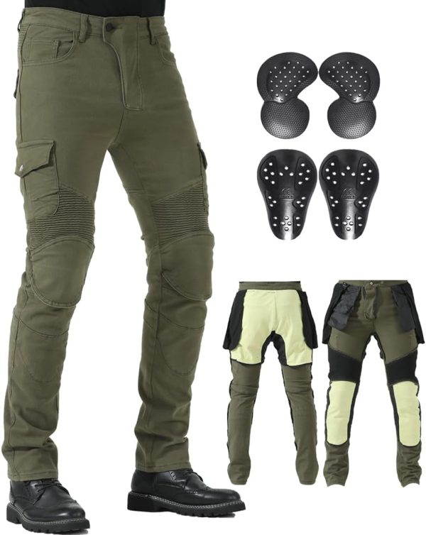 Motorcycle Pants for Men with Protective Lining for Motocross Motorbike Dirt Bike Jeans CE Armored Riding Pants