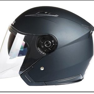 Open Face 3/4 Helmet with Visor Matte Black Dark visor