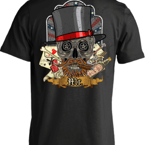 Poker Skull in a Hat T-Shirt, Cotton, Black