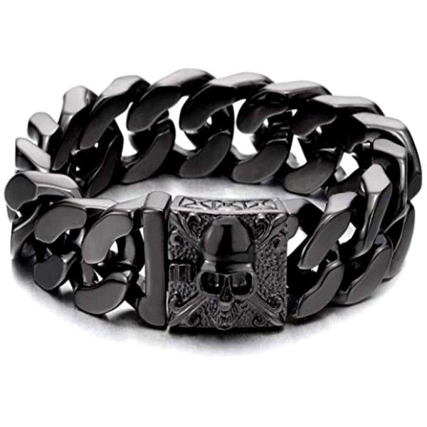 Polished Skull Bracelet For Bikers