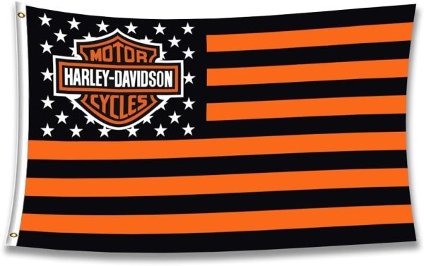 Premium Harley banner Davidson Motorcycle Flag 3x5ft/HD printing/Vibrat Color/150D Polyster American Flag Mount Vintage Banner Sign