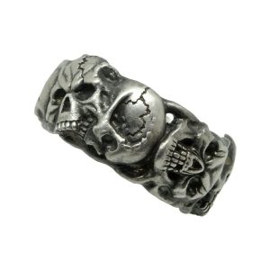 Silver 925 Custom Made Skull Band Masonic Memento mori Mens Biker Ring