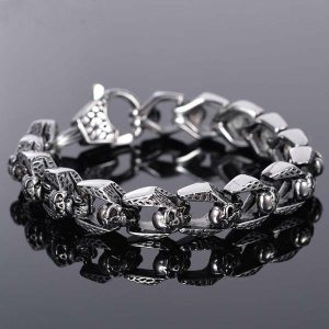 Stainless Steel Rocker Skull Bracelet