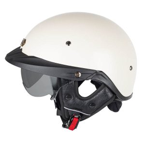 Sturgis Style Half Helmet with Retractable UV Lens - Ivory White - Ivory White / S