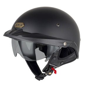 Sturgis Style Half Helmet with Retractable UV Lens - Matte Black - Matte Black / S