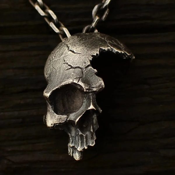 Vintage Half face Skull Necklace