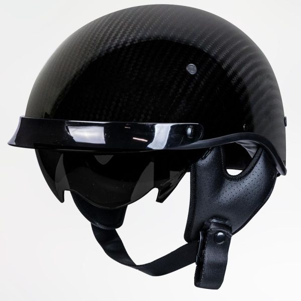 Voss 707Cf Cruise Gloss Black Half Helmet With Peak