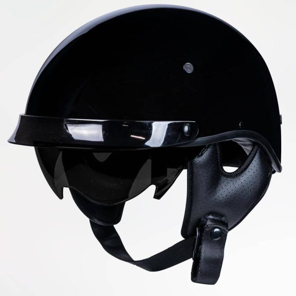 Voss 707Frp Cruise Gloss Black Half Helmet With Peak