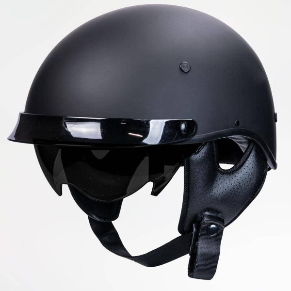 Voss 707frp Cruise Matte Black Half Helmet with Peak