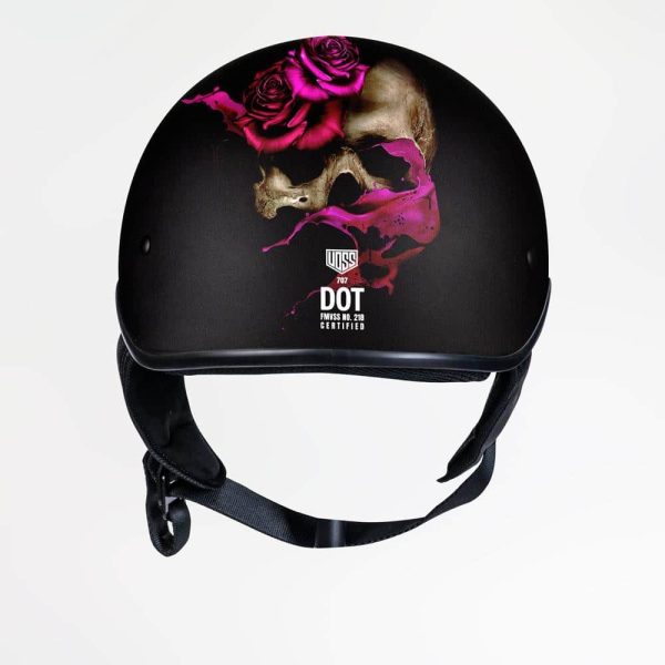 Voss 707Frp Fuschia Painted Skull Half Helmet