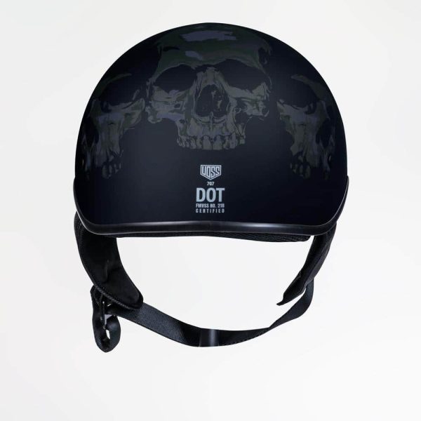 Voss 707Frp Matte Black 3 Amigos Half Helmet