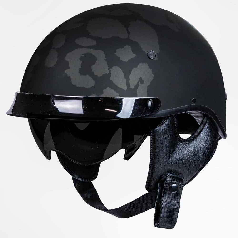 Voss 707Frp Two-Tone Black Roxy Half Helmet With Peak - The