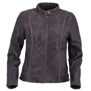 Women's Distressed Braided Leather Jacket